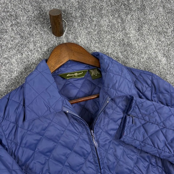 Eddie Bauer Quilted Jacket Womens M Blue Down Filled Puffer Coat Lightweight - Picture 1 of 6